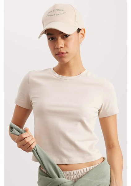 Fit Crop Bisiklet Yaka Sporcu Basic Düz Kısa Kollu Tişört A2430AX24SP