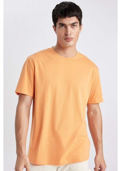 New Regular Fit Bisiklet Yaka Basic Düz %100 Pamuk Kısa Kollu Tişört V7699AZ24SP