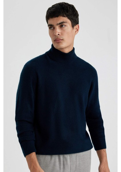 Standart Fit Normal Kesim Balıkçı Yaka Basic Düz Triko Kazak B9708AX24SP
