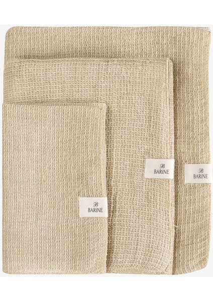 Linen Waffle Pamuk Havlu Naturel 50 x 90