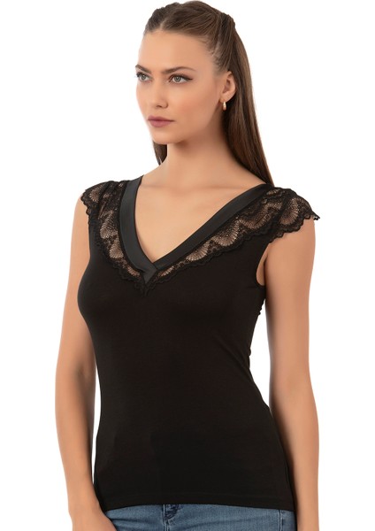 Özkan 25430 Kadın Pamuklu Modal Saten Yaka Dantelli Atlet modelleri