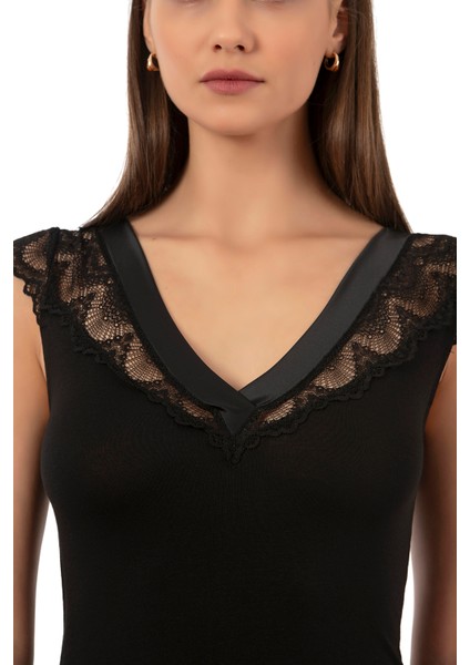 Özkan 25430 Kadın Pamuklu Modal Saten Yaka Dantelli Atlet indirimleri