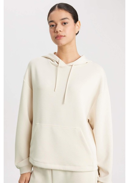 Fit Oversize Geniş Kalıp Premium Kapüşonlu Kanguru Cepli Sporcu Modal Sweatshirt