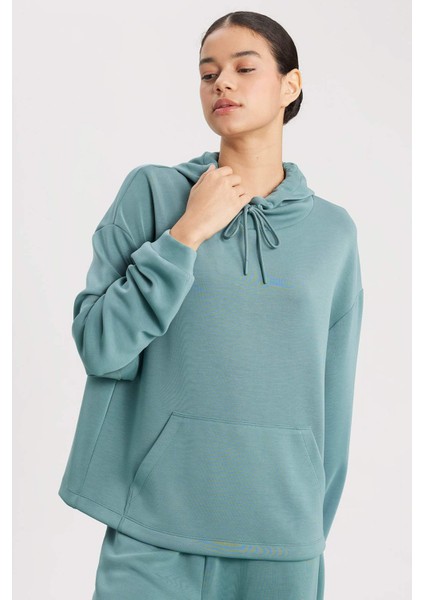 Fit Oversize Geniş Kalıp Premium Kapüşonlu Kanguru Cepli Sporcu Modal Sweatshirt