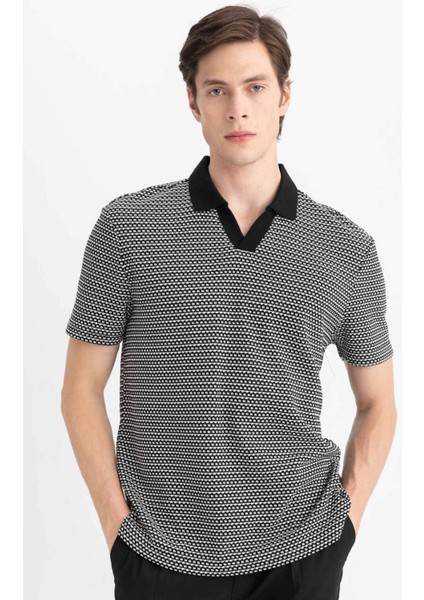 Regular Fit Polo Yaka Desenli Kısa Kollu Tişört B6548AX24SP