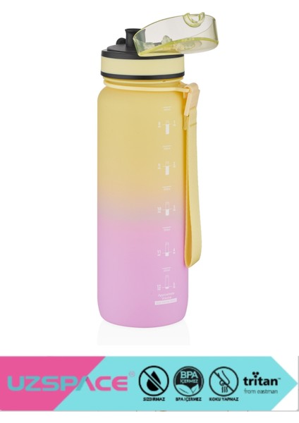 800ML -Yeni Ebat-Çift Renk Motivasyon Tritan Su Matarası Softtouch