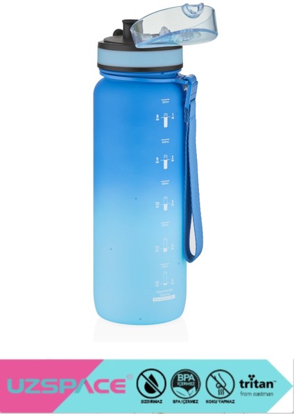 800ML -Yeni Ebat-Çift Renk Motivasyon Tritan Su Matarası Softtouch