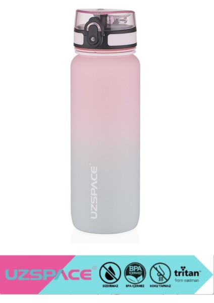 800ML -Yeni Ebat-Çift Renk Motivasyon Tritan Su Matarası Softtouch