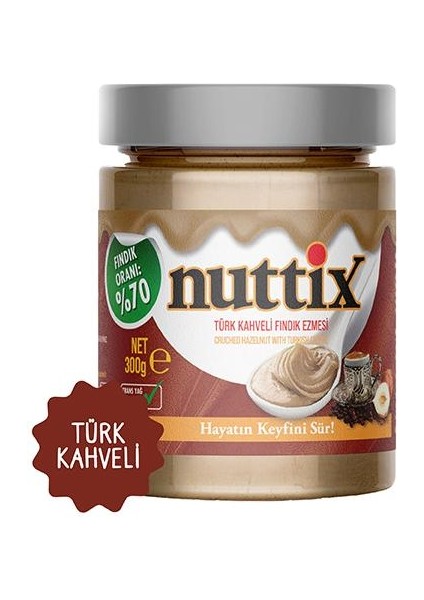 Katkısız Doğal Türk Kahveli Fındık Ezmesi 300 gr %70 Fındık Oranı