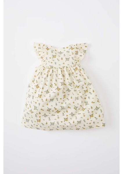 Kız Bebek Çiçekli Kolsuz Twill Elbise B9623A524SM