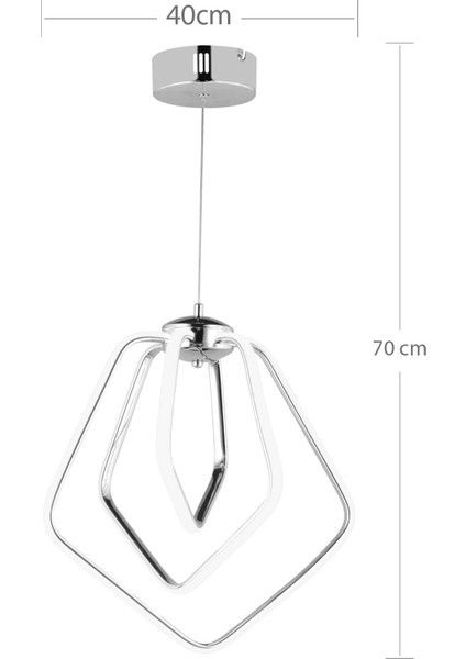 Modern Üçlü Dorbıen Üç Renkli Krom Sarkıt Ledli Salon Avize ve Oturma Odası Ledli Avize