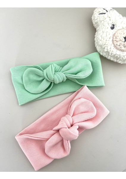 - 2'li Bebek - Bandana Seti - Yeşil - Pembe