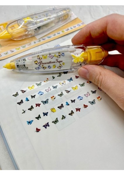 Sarı Kelebek Desenli Süsleme Bandı Tipex/tipeks/bullet Journal/Şerit Daksil