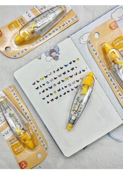 Sarı Kelebek Desenli Süsleme Bandı Tipex/tipeks/bullet Journal/Şerit Daksil