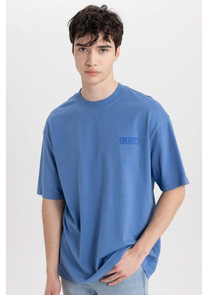 Comfort Regular Fit Rahat Kalıp Bisiklet Yaka Baskılı Kısa Kollu Tişört C2136AX24SM