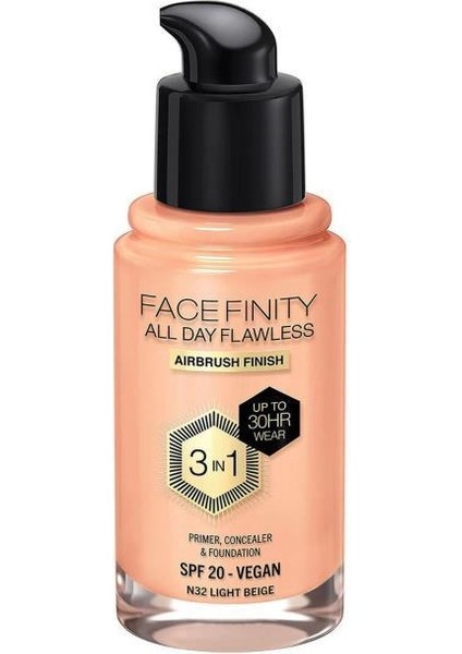 Facefinity 3in1 Fondöten No: 32 Light Beige