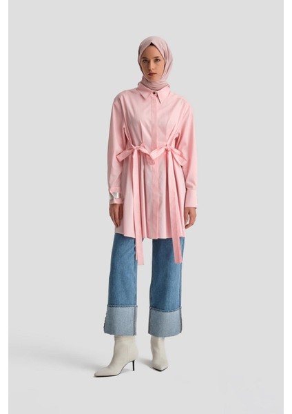 Fiyonklu Naturel Kumaşlı Tunik 24K4300 Pembe fiyatları