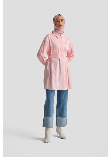 Fiyonklu Naturel Kumaşlı Tunik 24K4300 Pembe modelleri