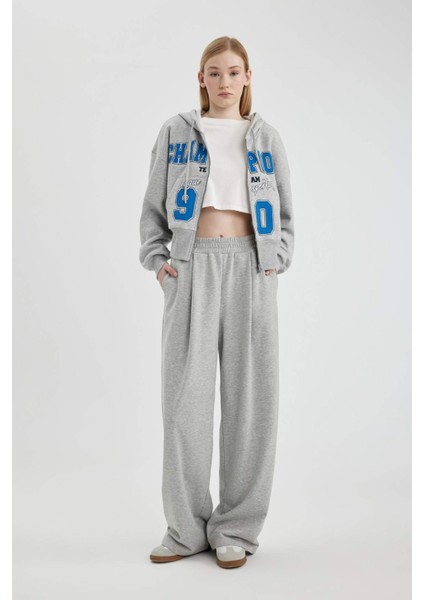 Coool Wide Leg Geniş Bol Paça Eşofman Altı Beli Lastikli Cepli Basic Düz C3206AX24SP