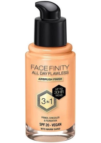 Facefinity 3in1 Fondöten No: 70 Warm Sand