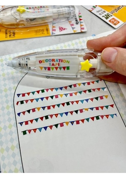 Sarı Yıldız Desenli Süsleme Bandı Tipex/tipeks/bullet Journal