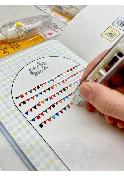 Sarı Yıldız Desenli Süsleme Bandı Tipex/tipeks/bullet Journal