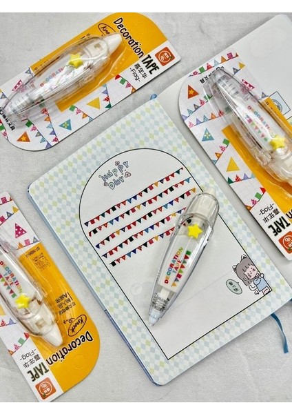 Sarı Yıldız Desenli Süsleme Bandı Tipex/tipeks/bullet Journal