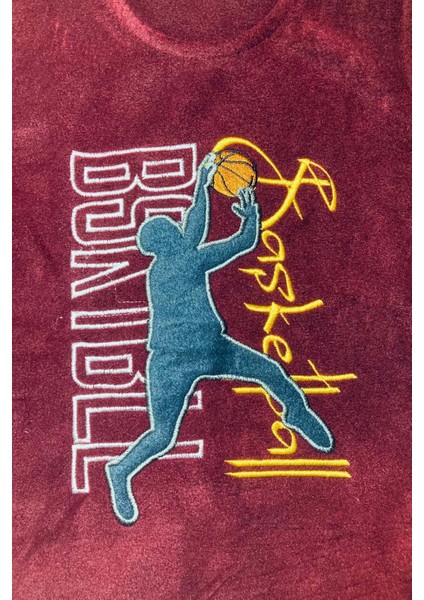 Erkek Çocuk Polar Kumaş Basketbol Nakışlı Pijama Takımı fırsatları