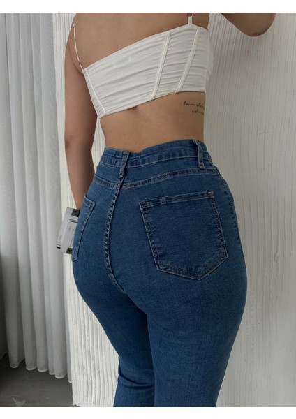Kadın Süper Skinny Fit Esnek Likralı Denim Jean Kot Pantolon