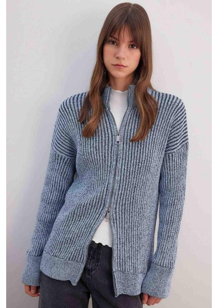 Regular Fit Dik Yaka Fermuarlı Triko Hırka C3696AX24SP