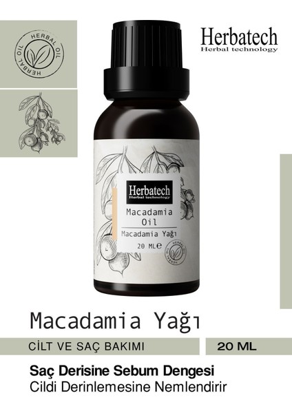 Macademia Yağı 20ML Saç Bakımı Cilt Bakımı Etkili