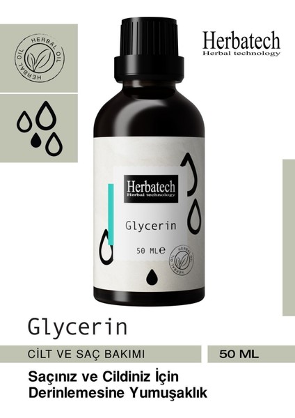 Saf Glycerin Yağı 50ML Kuru Saçlar ve Cilt Bakımı Için Nemlendirme Etkili