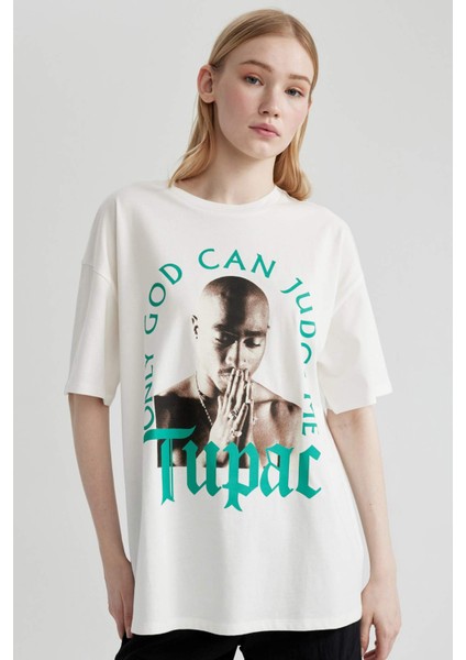 Coool Tupac Shakur Oversize Geniş Kalıp Bisiklet Yaka Kısa Kollu Tişört C3802AX24SM