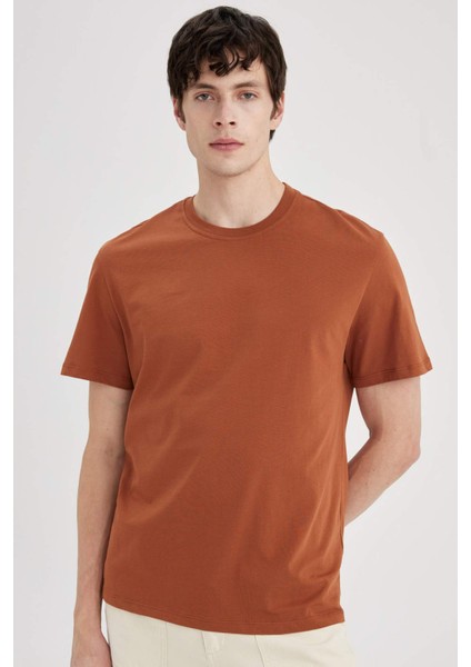 %100 Pamuk New Regular Fit Bisiklet Yaka Basic Düz Kısa Kollu Tişört V7699AZ24SP