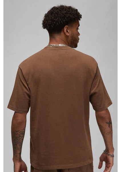 Air Jordan Jumpman Wordmark Unisex Brown Tee Air Jordan Nakış Logolu Pamuk Tişört Kahverengi