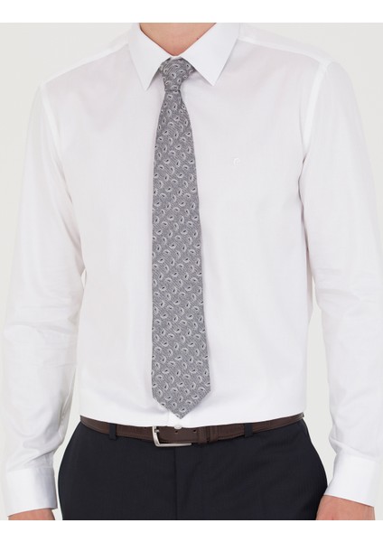 Erkek Beyaz Slim Fit Uzun Kollu Basic Gömlek 50280213-VR013