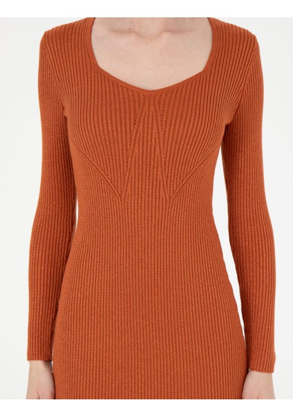 Kadın Kiremit Ex. Slim Fit Triko Elbise 50280230-VR031