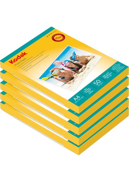 180 Gr/m2 20X30-A4 Parlak Fotoğraf Kağıdı 50'li 5 Paket - 250 Adet