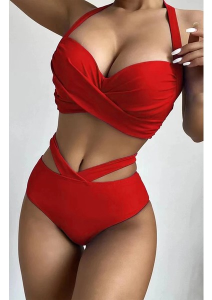 Bikini Özel Tasarım Detseksiz Kaplı Çapraz Bikini Takım