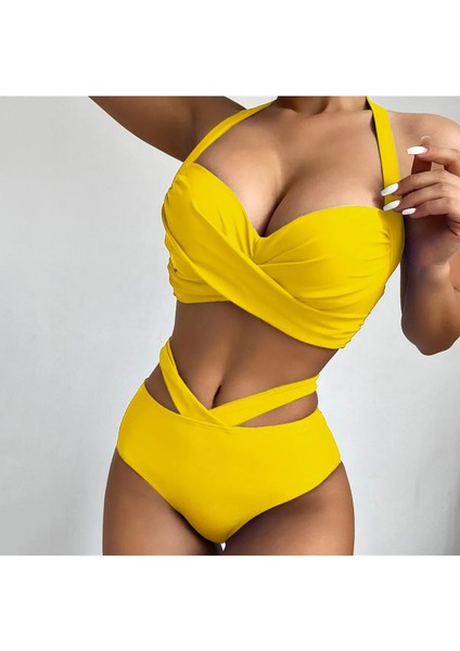 Bikini Özel Tasarım Detseksiz Kaplı Çapraz Bikini Takım