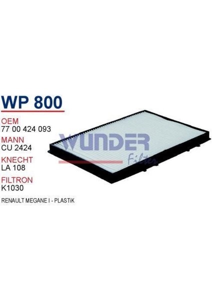 Wunder WP800 Polen Filtresi Megane I 1.4-1.6-1.9-2.0 (Tüm Modeller) 7700424093 fiyatları