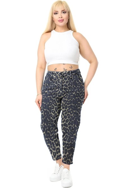 Mom Fit Jean Büyük Beden Yüksek Bel Carrot Kesim Dar Paça Pileli Esnek Kot Pantolon C600