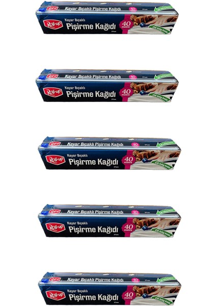 Kayar Bıçaklı Beyaz Yağlı Fırın Tepsi Pişirme Kızartma Kağıdı - 37 Cm. x 40 Metre - 5 Adet