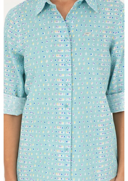 Kadın Mint Gömlek Desenli 50280941-VR090