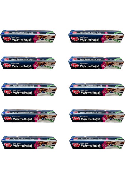 Kayar Bıçaklı Beyaz Yağlı Fırın Tepsi Pişirme Kızartma Kağıdı - 37 Cm. x 40 Metre - 10 Adet