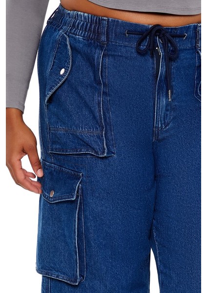 Plus Size Mid-Rise Kargo Jean Pantolon