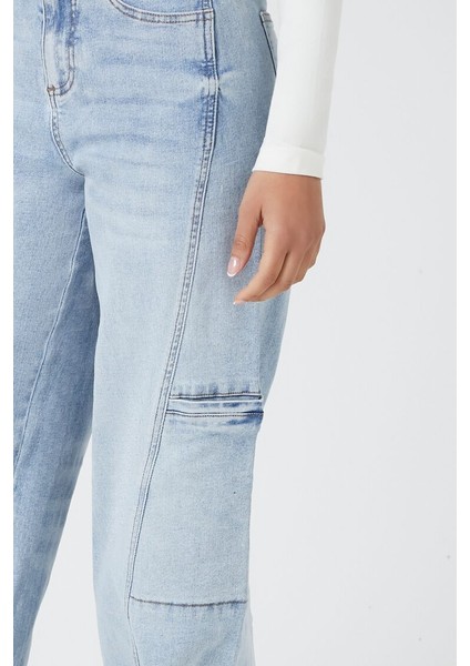 Stretch-Denim Kargo Jean Pantolon
