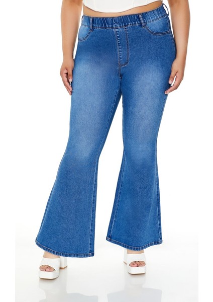 Plus Size High-Rise Flare Jean Pantolon