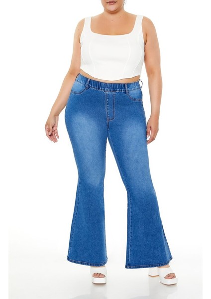 Plus Size High-Rise Flare Jean Pantolon