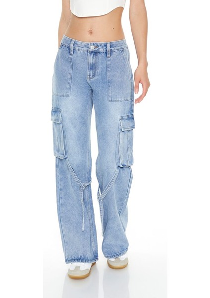 Wide-Leg Utility Kargo Jean Pantolon